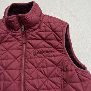 Free‎ Country Dark Pink Plum Womens Reversible Vest Size Small